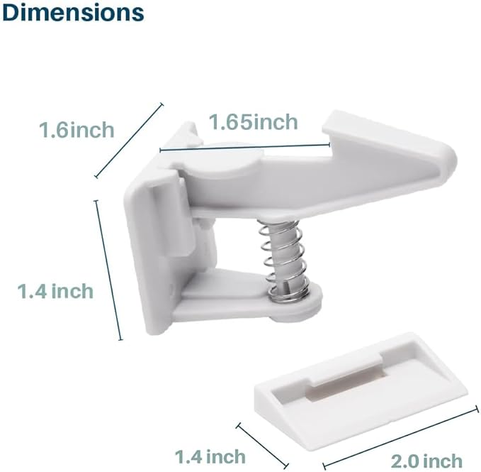 Inaya Cabinet Locks Baby Proofing (Standard Length) - Child Proof Drawer Locks - Child Safety Cabinet Latches with 3M Adhesive Easy Installation - No Drilling or Extra Screws (8 Pack)