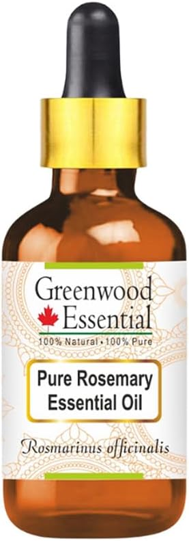 Greenwood Essential Pure Rosemary Essential Oil (Rosmarinus officinalis) with Glass Dropper Steam Distilled 50ml (1.69 oz)