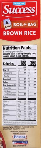 Success Boil-in-Bag Rice, Brown Rice, Quick and Easy Meals, 14-Ounce Box (Pack of 4)