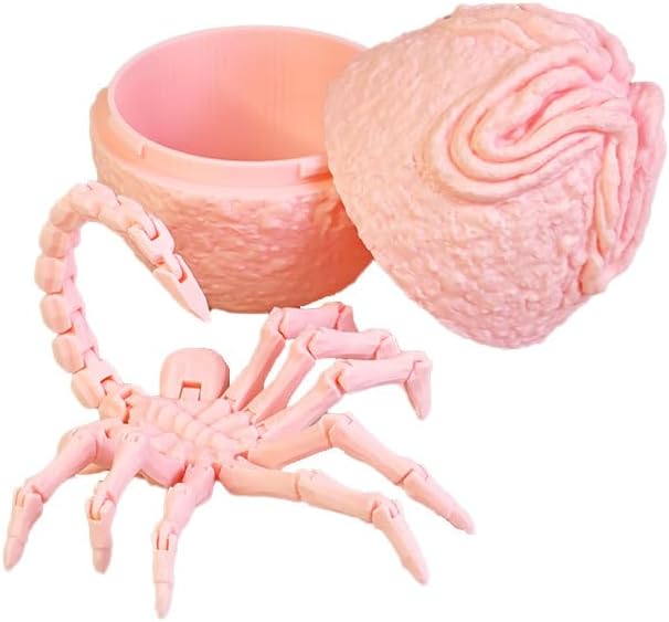 3D Printing one-Piece Articulated Movable face-Hugging Bug Alien Bug Egg Toy Desktop Decoration, Creative Ornaments, Adults Fidget Toys (Pink - Facehugger + Alien Eggs)