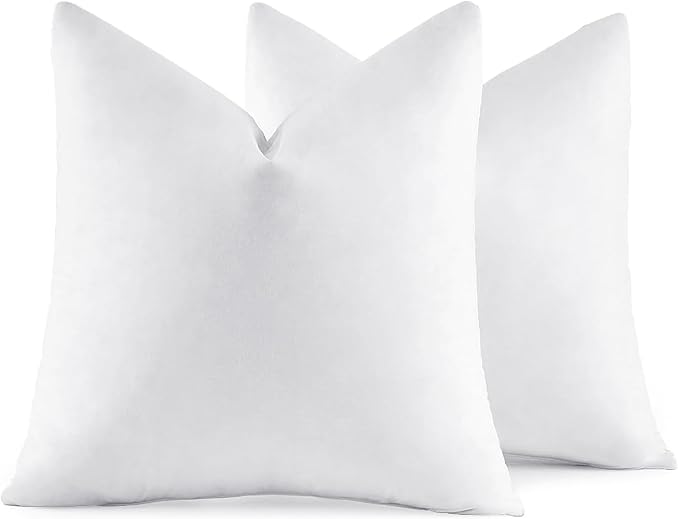 MIULEE 20x20 Pillow Inserts, Set of 2 Feather Down Throw Pillows | Choppable and No Smell, Double-Layer Down-Proof Cotton Cover, Decorative Pillows for Couch Sofa and Bed