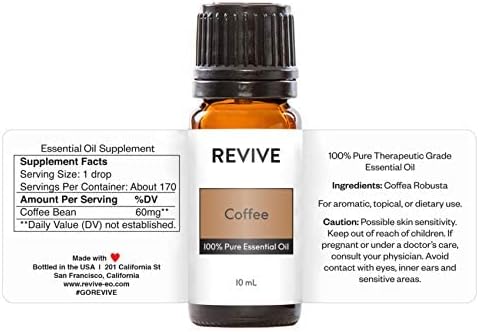Coffee Essential Oil by Revive Essential Oils - 100% Pure Therapeutic Grade, for Diffuser, Humidifier, Massage, Aromatherapy, Skin & Hair Care