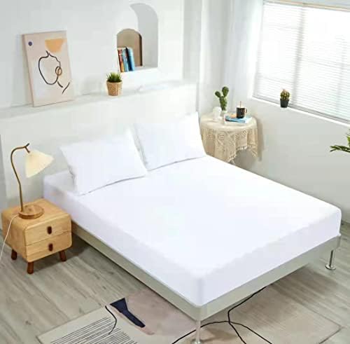 NHNHN Fitted Sheet-Deep Pockets-Soft Microfiber-Easy Care-Shrinkage and Fade Resistant-Fitted Sheets Twin Size for Girl Woman Teens Kids-Only 1 Fitted Sheet (Twin, White)