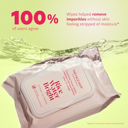 The Face Shop Korean Rice Cleansing Duo – Rice Extract Double Cleansing Foam & Makeup Wipes for All Skin Types