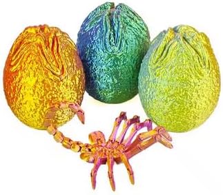 3D Printing one-Piece Articulated Movable face-Hugging Bug Alien Bug Egg Toy Desktop Decoration, Creative Ornaments, Adults Fidget Toys (Bone Colour - Facehugger + Alien Eggs)