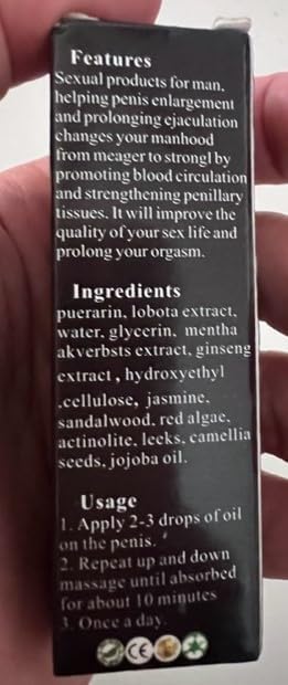 Enlargement Oil for Men's Massage Essential Oil for Male Enhancement