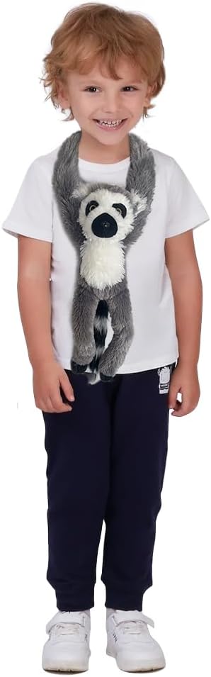 Hanging Sloth Stuffed Animals,2pcs Lemur Sloth Plush Toys Curtain Buckle for Decoration,20 inches Lemur Stuffed Jungle Animals for Kids(Lemur+Sloth)