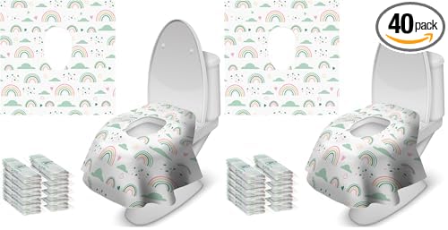 Blissful Diary 20 Pcs Toilet Seat Covers Disposable for Toddlers & Adults, Extra Large Waterproof, Portable Package for Travel, Kids Potty Training (Pack of 2)