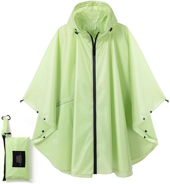 Fashion Hooded Rain Poncho Waterproof Raincoat Jacket with pocket for Women/Men/Adult