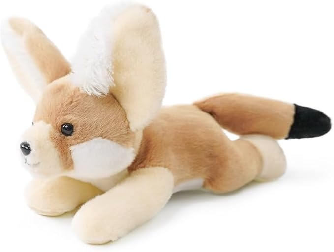 Stuffed Animal for Kids,8 inch Realistic Animal Plush Toy Lying Down Posture Animals,Plush for Boys Girls Adult Birthday Hug Teaching(S-Eared Fox)