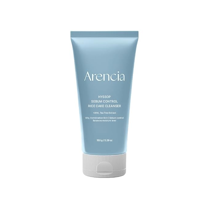 ARENCIA Hyssop Sebum Control Rice Cake Cleanser, AHA Tea Tree Face Wash for Oily Combination Skin 150ml / 5.07 fl oz