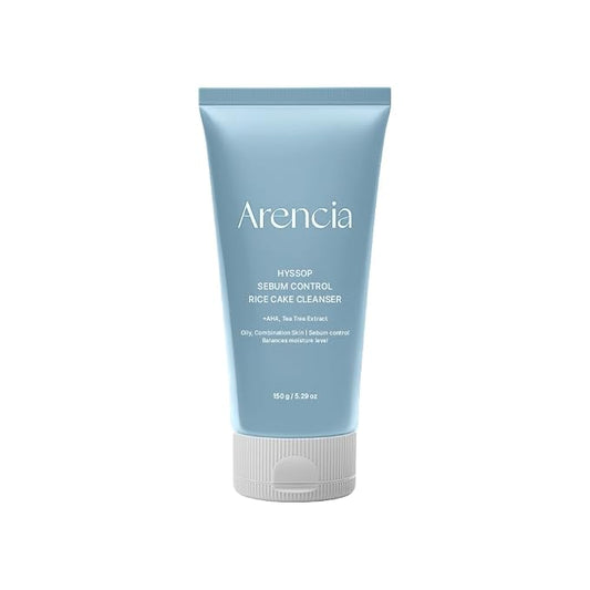 ARENCIA Hyssop Sebum Control Rice Cake Cleanser, AHA Tea Tree Face Wash for Oily Combination Skin 150ml / 5.07 fl oz
