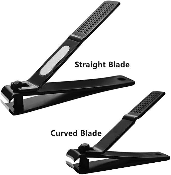 Nail Clippers Set Sharp Black Nail Cutter Fingernail Toenail Clipper with Case Large and Small 2 Piece (Pink case)