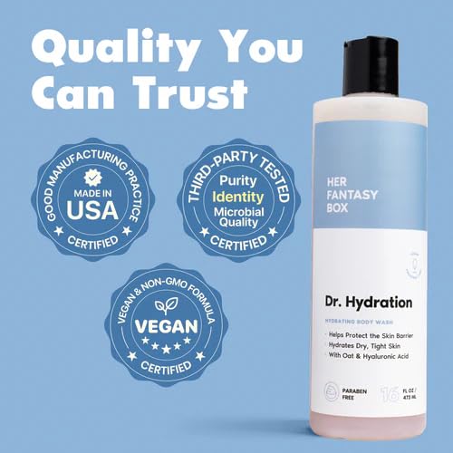 Her Fantasy Box | Dr. Hydration Moisturizing Body Wash – Ultra-Hydrating Cleanser with Hyaluronic Acid & Aloe, Gentle Daily Wash for Soft, Smooth-Feeling Skin, Vegan & pH Balanced (16 oz)