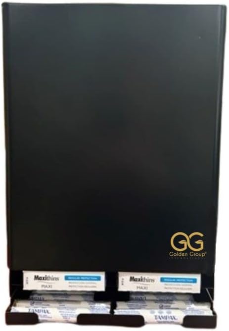 GG Golden Group INTERNATIONAL Tampon & sanitary napkin free vending dispenser for public restroom, steel cabinet with lock, wall mountable, Black