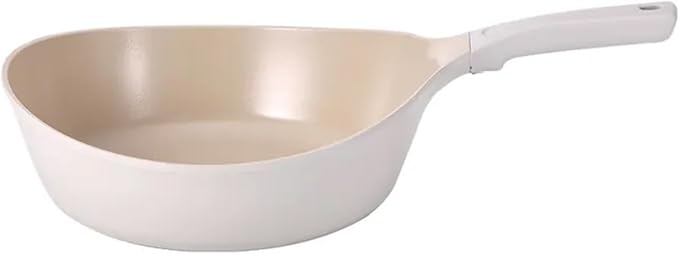 Neoflam Vulcan Ivory 11" Nonstick Frying Wok Pan with Ergonomic Handle, Cast Aluminum, Lightweight Ceramic Coated Skillet, PFAS PFOA Free, Induction Ready, Made in Korea