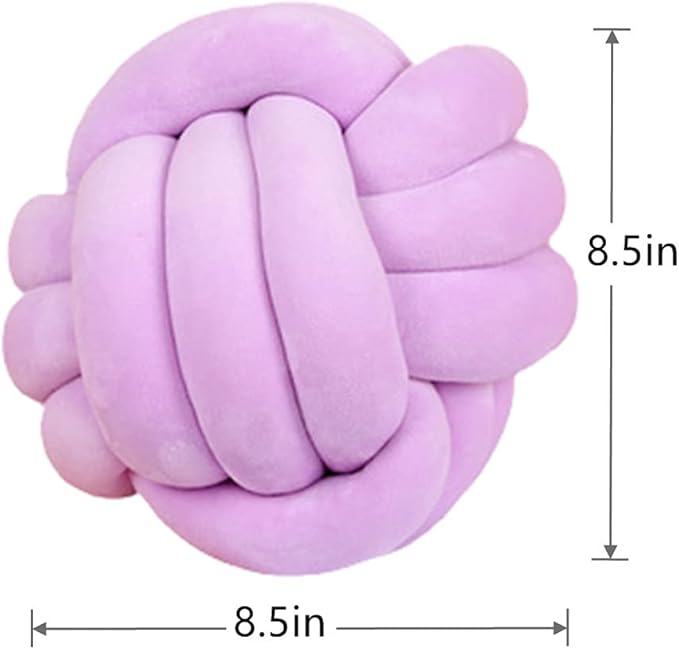 Knot Pillow Ball Round Cushion Pillows, Children Room Decoration Plush Toys Calming Stress Relief Toy (Light Purple,8.5in/22cm)