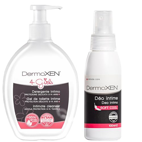 DERMOXEN 4Girls Intimate Cleanser for Kids + Soft Cool Intimate Deodorant Spray | Gentle Daily Hygiene Set | pH Balanced Care & Odor Freshness | Sensitive Skin Safe