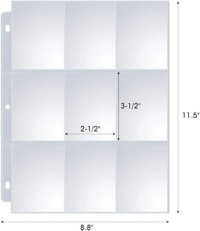 400 Pack 9 Pocket Page Protectors, Sooez Trading Card Sleeves for 3 Ring Binder, Baseball Cards Holder, Protective Pages Sheets for Binders Album, Fit for Collectible Games, Sports Cards