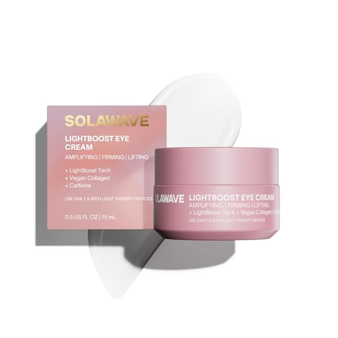 Solawave LightBoost Eye Cream | Reduces Appearance of Dark Circles, Puffiness, & Under Eye Bags | Anti Aging, Wrinkle Smoothing, Brightening, Hydrating, & Collagen Support | Enhances Red Light Therapy