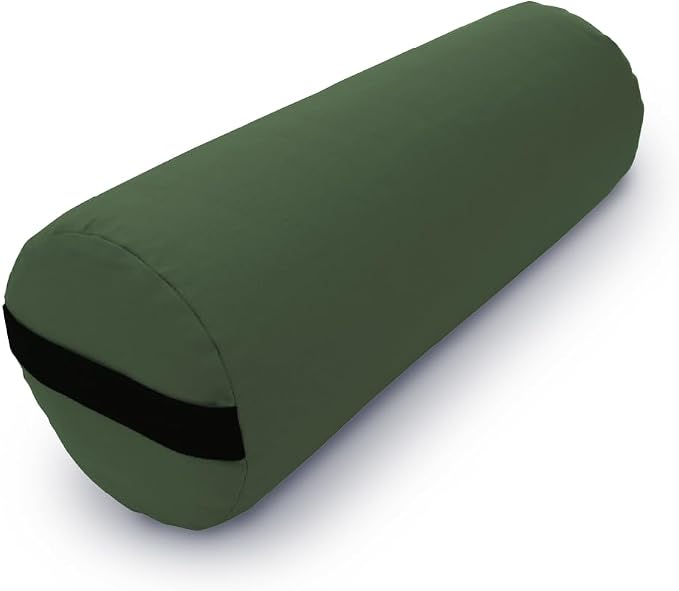 Bean Products Cotton Batting Yoga Bolster - Studio Grade Round or Rectangular Restorative Yoga Pillow for Pilates and Yin Practice - Soft Yet Firm Support with Cotton Cover - Made in The USA
