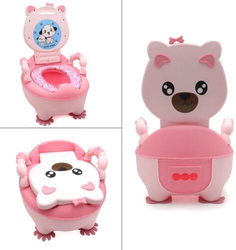 HongK- 3D Pink Bear Portable Kids Baby Potty Training Seat Toddler Portable Lovely Toilet Seat Stool Chair [P/N: ET-BABY003-GREEN]