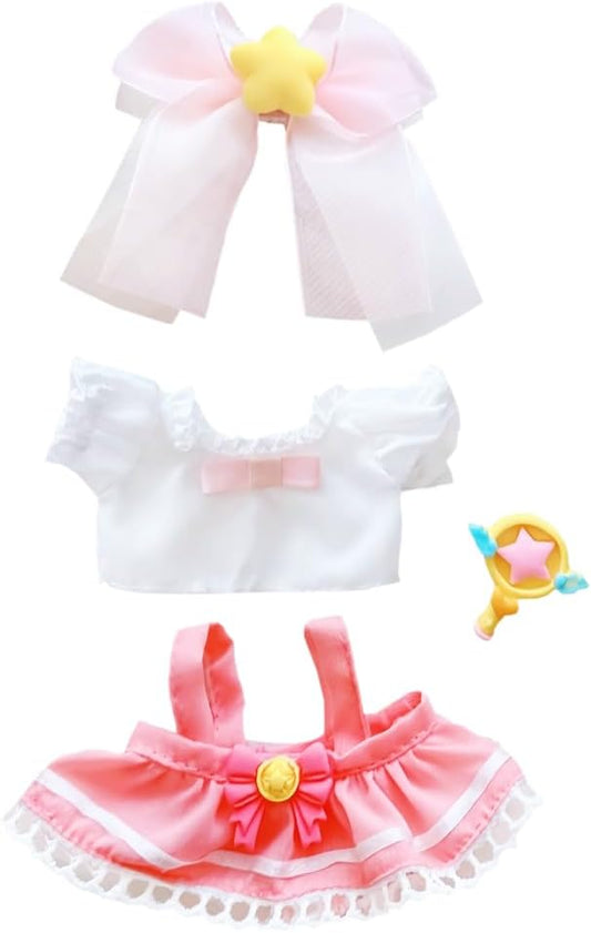 niannyyhouse 10cm-15cm Plush Doll Clothes Headdress White Shirt Suspender Skirt Accessories Doll Dressup