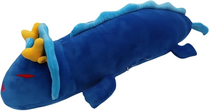 ELAINREN Fluffy Chinese Blue Dragon Plush Pillow - Super Soft Long Shape Stuffed Body Pillow - Large Anime White Dragon Plushie Dolls Gifts/35.4''