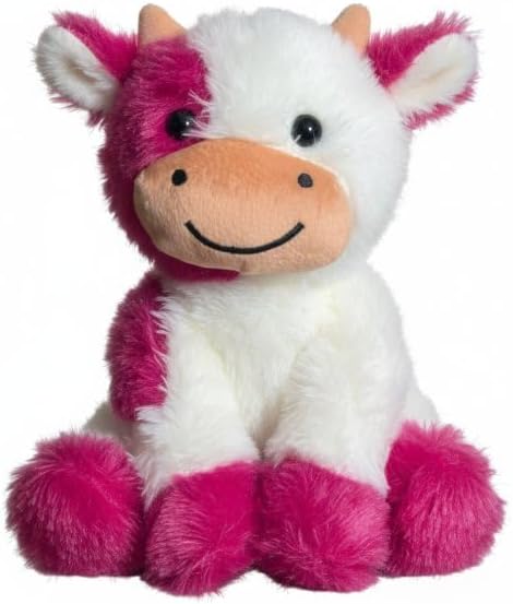 Cow Stuffed Animals Soft Plush Cute Cow Doll for Boys Girls 8in (zuo NIU Hong se)