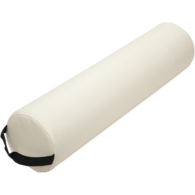 ForPro Full Round Bolster Pillow, Crème, Oil and Stain-Resistant, for Massage and Yoga, 6” R x 26” L