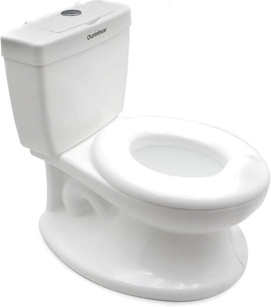 SMT- Baby Kids Portable Potty Training Toilet with Life-Like Flush Button & Sound for Toddlers Kids, White [P/N: ET-BABY004-WHITE]