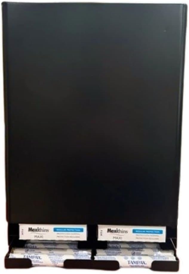 GG Golden Group INTERNATIONAL Tampon & sanitary napkin free vending dispenser for public restroom, steel cabinet with lock, wall mountable, Black