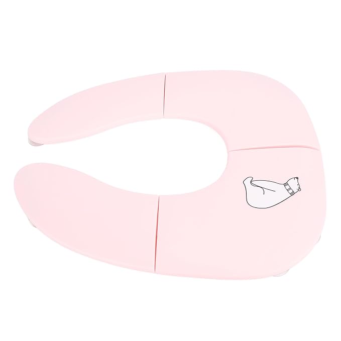 Fafeicy Kids Potty Foldable Travel Potty, PP Portable Training with Suction Cup and Slip Design, 35 X 29 X 3 Cm Folding Toilet Seat Cover for Toddler Travel (Pink)