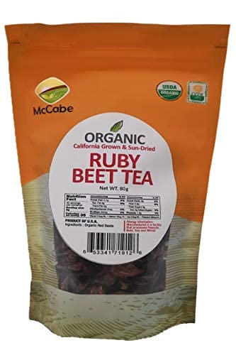 McCabe Organic Sun-Dried Ruby Beet Tea - Organic Beet Root Tea 80g | Rich with Fiber & Minerals | USDA and CCOF Certified | Product of USA