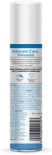 Summer’s Eve Baby Powder Feminine Freshening Spray, Daily Gentle Intimate Deodorant, Neutralizes Odor, pH Balanced, Talc Free, Sensitive Skin, 2 Ounce (Pack of 4)