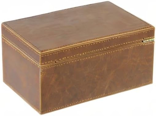 HofferRuffer Faux Leather Decorative Box, Large Wooden Structure Keepsake Box Accessory Organizer Jewelry Organizer with Hinged Lid, Storage Container for Home or Office (Brown)