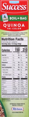 Success Boil-in-Bag Quinoa, Tri-Color Quinoa, 12-Ounce Box, Pack of 1 | Quick quinoa bag for easy meals, stovetop or microwave, ready in 10 minutes, gluten-free, kosher, non-GMO