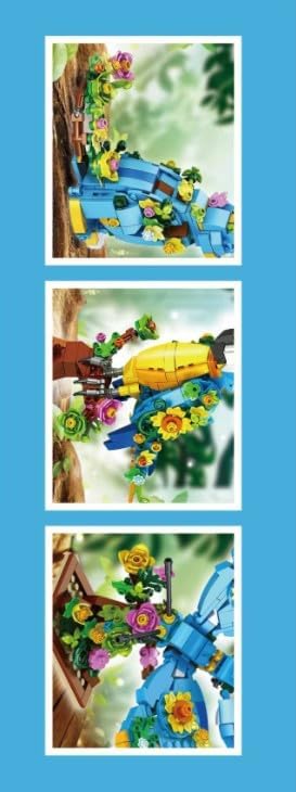 Flower Cat Building Set, 3 in 1 Floral Parrot Butterfly Animal Figure Building Toy for Home Office Art Decor, 412 PCS Building Block Gift for Adults Kids Boys Girls Ages 8 9 10 11 12+