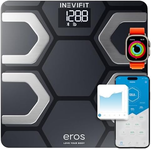 INEVIFIT Hydration & Weight Management Bundle, Bluetooth Eros Smart Body Fat Scale & 3-in-1 Sports Water Bottle for Health & Fitness