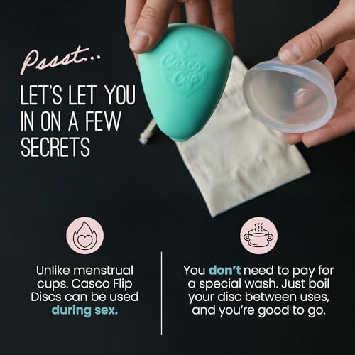 Casco Flip Menstrual Disc - Includes Case & Instructions - Silicone Period Disc for Women - Made in Maine, USA - Reusable (Large and Small)