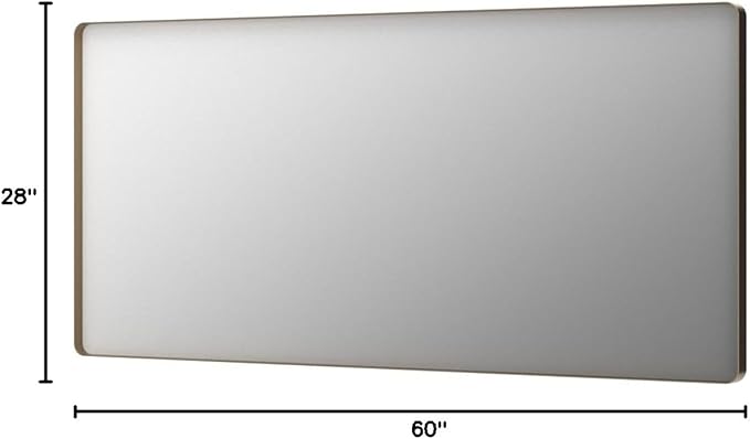 LOAAO 60”X28” Gold Bathroom Mirror, Rounded Rectangle Gold Frame Mirror, Brushed Gold Bathroom Vanity Mirror Wall-Mounted, Anti-Rust, Tempered Glass, Hangs Horizontally or Vertically | Rounded Rectangle, Brushed Gold Frame, Wall-Mounted, Anti-Rust, Tem...