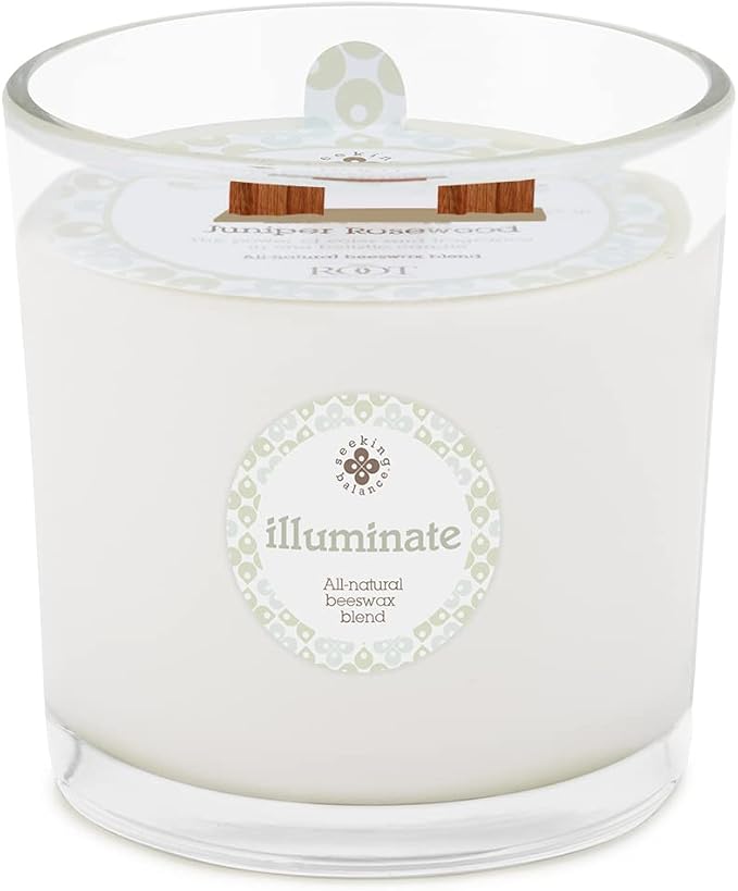 Root Candles Seeking Balance Wood Wick Spa Candle Aromatherapy Candles, 12-Ounce, Illuminate: Juniper Rosewood