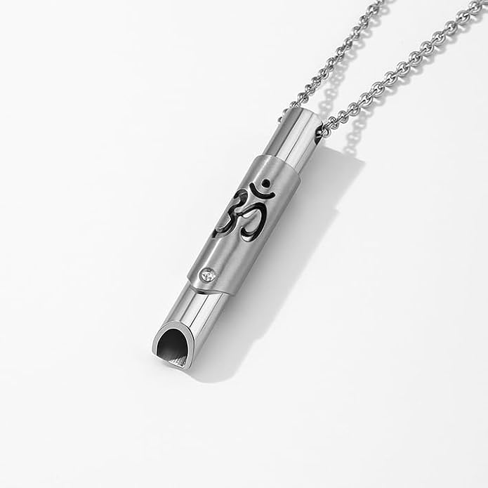 MirMind 2Pcs Breathing Necklace for Stress Relief-Mindful Exhale Tool Anxiety Reduction, Meditation & Relaxation-Stainless Steel Pendant for Deep Mindfulness Breathing-Portable Calm Aid