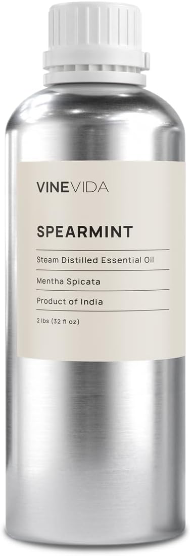 VINEVIDA Spearmint Essential Oil 32 oz - Undiluted Spearmint Oil 32 oz - Spearmint Candle Oil Scent - DIY Candle Scents for Candlemaking - Bulk Essential Oil for Soap Making