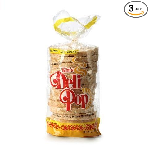Kim’s Deli Pop Multigrain Crisps, Original, 3 Pack | Air Popped Wheat & Brown Rice Snack | 50 Calories per Serving | Vegan, Sugar Free, Low Fat
