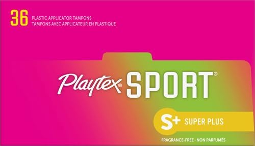 Playtex Sport Tampons, Super Plus Absorbency, Fragrance-Free | 360 Leak Defense | 36 Count, Pack of 12