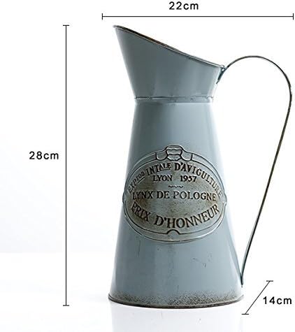 VANCORE Shabby Chic Large Metal Jug Flower Pitcher Vase