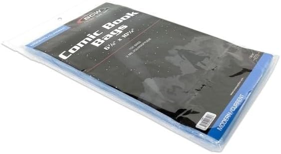 BCW Current/Modern Comic Bags - 100 ct | Acid-Free Modern Comic Bags for Current Issues | Exterior 6 7/8 x 10 1/2 inches | Crystal Clear Protection for Your Comic Collection