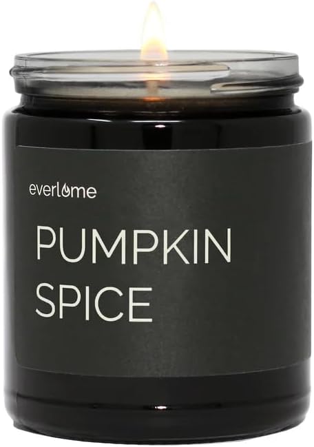 Premium Soy Wax Candle | Highly Scented Black Glass Jar Candles | Long Lasting, Clean Burn | 8 oz | Gifts for Man and Woman | Made in USA (Pumpkin Spice)