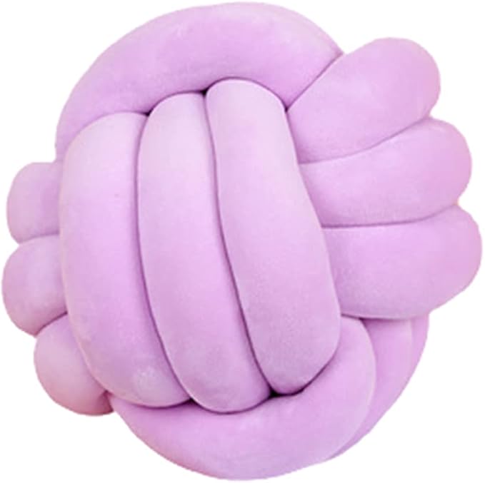 Knot Pillow Ball Round Cushion Pillows, Children Room Decoration Plush Toys Calming Stress Relief Toy (Light Purple,8.5in/22cm)